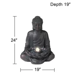John Timberland Meditating Buddha Zen Bubbler Outdoor Water Fountain With LED Light 24" For Yard Garden Patio Home Deck Porch House Meditation Decor -John Timberland GUEST 006a268f 8df2 427d 9b60 5e737238b6df