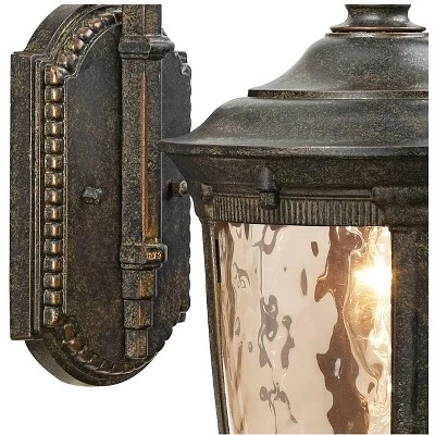 John Timberland Bellagio Vintage Outdoor Wall Light Fixtures Set Of 2 Veranda Bronze Downbridge 16 1/2" Champagne Hammered Glass For Post Exterior 5 John Timberland Bellagio Vintage Outdoor Wall Light Fixtures Set Of 2 Veranda Bronze Downbridge 16 1/2" Champagne Hammered Glass For Post Exterior - Image 3