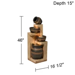 John Timberland Stoneware Bowl And Jar Rustic Cascading Outdoor Floor Water Fountain With LED Light 46" For Yard Garden Patio Home Deck Porch Exterior -John Timberland GUEST 03bd3149 4d2b 4179 8eab f1261c1a0ffa