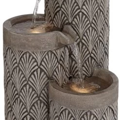 John Timberland Havara Rustic 3-Tier Cascading Columns Outdoor Floor Water Fountain With LED Light 26" For Yard Garden Patio Home Deck -John Timberland GUEST 043c4c75 ebea 4b0a 95d8 12d013913b28