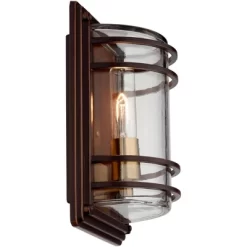 John Timberland Habitat Modern Outdoor Wall Light Fixtures Set Of 2 Bronze Brass 11" Clear Glass For Post Exterior Barn Deck House Porch Yard Patio -John Timberland GUEST 04b75ebd eda6 4698 8474 91098682a1c1