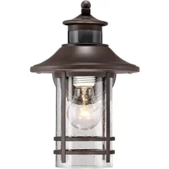 John Timberland Galt Outdoor Mission Wall Light Fixture Oil Rubbed Bronze Motion Sensor Dusk To Dawn 11 1/4" Seedy Glass For Post Exterior Barn Deck -John Timberland GUEST 0515dd8f f3eb 4799 9f49 a1d6c0865969