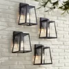 John Timberland Arrington Modern Outdoor Wall Lights Fixtures Set Of 4 Mystic Black 13" Clear Glass For Post Exterior Barn Deck House Porch Yard Patio
