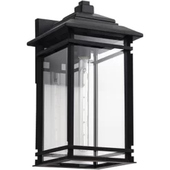 John Timberland North House Mission Outdoor Wall Light Fixture Matte Black Metal 19" Clear Glass For Post Exterior Barn Deck House Porch Yard Patio -John Timberland GUEST 09bbb569 4809 4d3f a7e8 a20e2279a402