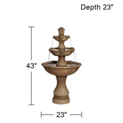 John Timberland Arosco Rustic 3 Tier Basin Outdoor Floor Water Fountain With LED Light 43" For Yard Garden Patio Home Deck Porch Exterior Balcony Roof -John Timberland GUEST 0c0e112f 67a3 4df5 a282 c841452526f5