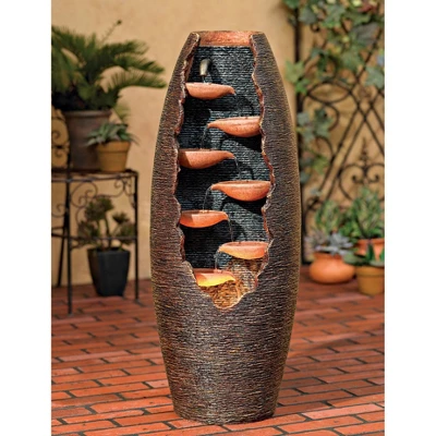 John Timberland Seven Cascade Rustic Outdoor Floor Water Fountain With LED Light 35" For Yard Garden Patio Home Deck Porch House Exterior Balcony 7 John Timberland Seven Cascade Rustic Outdoor Floor Water Fountain With LED Light 35" For Yard Garden Patio Home Deck Porch House Exterior Balcony - Image 5