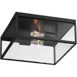 John Timberland Modern Outdoor Ceiling Light Fixture Matte Black 12" Clear Glass Panels Square Exterior House Porch Patio Outside -John Timberland GUEST 0dfc3ef8 1390 4214 a8e7 4d216d5af2fa
