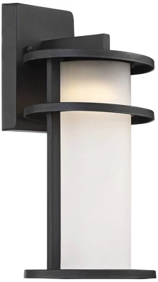 John Timberland Aline Modern Outdoor Wall Light Fixtures Set Of 2 Black Metal LED 13" White Frosted Glass For Post Exterior Barn Deck 6 John Timberland Aline Modern Outdoor Wall Light Fixtures Set Of 2 Black Metal LED 13" White Frosted Glass For Post Exterior Barn Deck - Image 4