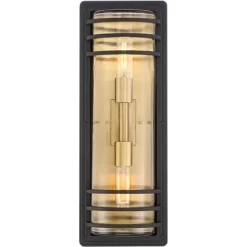 John Timberland Habitat Modern Outdoor Wall Light Fixture Black Brass Metal 21" Clear Glass For Post Exterior Barn Deck House Porch Yard Posts Patio -John Timberland GUEST 0f7504a1 0e00 4dd4 a7a8 621e9778da77