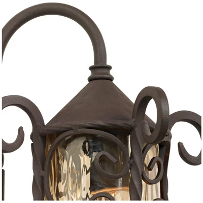 John Timberland Casa Seville Vintage Rustic Outdoor Wall Light Fixture Dark Walnut Scroll 13 1/4" Champagne Hammered Glass For Post Exterior Barn Deck 4 John Timberland Casa Seville Vintage Rustic Outdoor Wall Light Fixture Dark Walnut Scroll 13 1/4" Champagne Hammered Glass For Post Exterior Barn Deck - Image 2