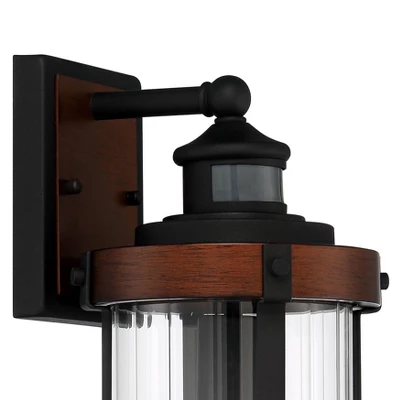 John Timberland Stan Industrial Outdoor Wall Light Fixture Dark Faux Wood Black Motion Sensor 15 1/2" Clear Glass For Post Exterior Barn Deck House 4 John Timberland Stan Industrial Outdoor Wall Light Fixture Dark Faux Wood Black Motion Sensor 15 1/2" Clear Glass For Post Exterior Barn Deck House - Image 2