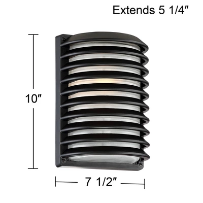 John Timberland Modern Outdoor Wall Light Fixtures Set Of 2 Black Grid 10" Frosted Glass For Post Exterior Barn Deck House Porch Yard Posts Patio Home 8 John Timberland Modern Outdoor Wall Light Fixtures Set Of 2 Black Grid 10" Frosted Glass For Post Exterior Barn Deck House Porch Yard Posts Patio Home - Image 6