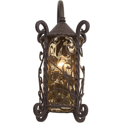 John Timberland Casa Seville Vintage Rustic Outdoor Wall Light Fixture Dark Walnut Scroll 18 1/2" Champagne Hammered Glass For Post Exterior Barn Deck 6 John Timberland Casa Seville Vintage Rustic Outdoor Wall Light Fixture Dark Walnut Scroll 18 1/2" Champagne Hammered Glass For Post Exterior Barn Deck - Image 4