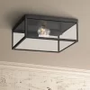 John Timberland Modern Outdoor Ceiling Light Fixture Matte Black 12" Clear Glass Panels Square Exterior House Porch Patio Outside -John Timberland GUEST 11fba4ba ccd6 46d4 b067 8af96d027a47
