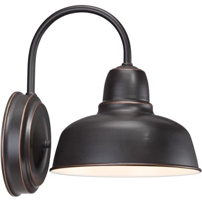 John Timberland Urban Barn Industrial Rustic Wall Light Sconces Set Of 2 Oil Rubbed Bronze Hardwire 8 1/2" Fixture Gooseneck Arm For Bedroom Bathroom 9 John Timberland Urban Barn Industrial Rustic Wall Light Sconces Set Of 2 Oil Rubbed Bronze Hardwire 8 1/2" Fixture Gooseneck Arm For Bedroom Bathroom - Image 7