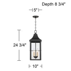 John Timberland Sunderland Vintage Outdoor Hanging Light Black Gold 24 3/4" Clear Glass Panels For Post Exterior Barn Deck House Porch Yard Patio Home -John Timberland GUEST 1432f094 f020 422f 8e96 187d4edbc017
