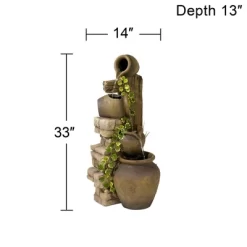John Timberland Cascading Rustic Three Jugs Outdoor Floor Water Fountain 33" For Yard Garden Patio Home Deck Porch House Exterior Balcony Roof -John Timberland GUEST 16956aef 2fb9 46da bf4a b79db40e49cb