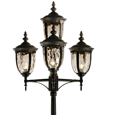 John Timberland Outdoor Post Light Veranda Bronze 102" 4-Light Street Lantern Champagne Hammered Glass For Exterior Garden Yard 4 John Timberland Outdoor Post Light Veranda Bronze 102" 4-Light Street Lantern Champagne Hammered Glass For Exterior Garden Yard - Image 2