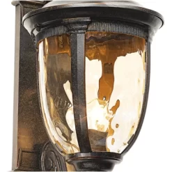 John Timberland Bellagio Vintage Rustic Outdoor Wall Light Fixture Veranda Bronze Dual Scroll Arm 24" Champagne Hammered Glass For Post Exterior Barn -John Timberland GUEST 173de11a ea39 4b7e ac94 d275441319fd