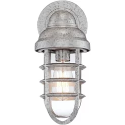 John Timberland Marlowe Industrial Outdoor Wall Light Fixture Galvanized Cage 13 1/4" Clear Glass For Post Exterior Barn Deck House Porch Yard Patio -John Timberland GUEST 175a671d 7e4f 40e5 aed0 38d0e84ecc11