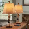 John Timberland Climbing Bears Rustic Accent Table Lamps 22 1/2" High Set Of 2 Brown Faux Wood With USB Charging Port Faux Leather Shade For Desk -John Timberland GUEST 1976534f fd30 4b6c b196 80fd5c300a85