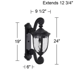 John Timberland Bellagio Vintage Outdoor Wall Light Fixture Texturized Black Dual Scroll Arm 24" Clear Hammered Glass For Post Exterior Barn Deck Home -John Timberland GUEST 1a19d2ed 49ea 4f27 ac3a f0191b9c7bb2