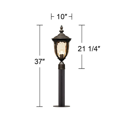 John Timberland Outdoor Post Light Fixture LED Veranda Bronze 37" Clear Hammered Glass For Exterior House Porch Patio Garden Yard 6 John Timberland Outdoor Post Light Fixture LED Veranda Bronze 37" Clear Hammered Glass For Exterior House Porch Patio Garden Yard - Image 4