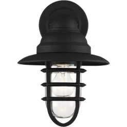 John Timberland Marlowe Rustic Industrial Farmhouse Outdoor Wall Light Fixture Black Hooded Cage 13" Clear Glass For Post Exterior Barn Deck House -John Timberland GUEST 1f1c35e7 8ab6 4e57 90a6 670ee3c20914
