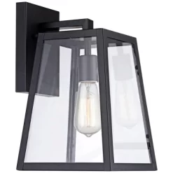 John Timberland Arrington Industrial Outdoor Wall Light Sconces Set Of 2 Mystic Black Hardwire 8" Fixture Clear Glass For Bedroom Bathroom Vanity Home -John Timberland GUEST 22a40fe8 602f 4057 bc8f 26cf6dda4590