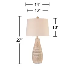 John Timberland Southwest Rustic Table Lamp 27" Tall Faux Light Wood Oatmeal Fabric Drum Shade For Living Room Bedroom Bedside Nightstand -John Timberland GUEST 2300161d 50a9 4eb4 9159 bff517bd3531