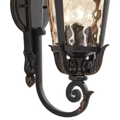 John Timberland Casa Marseille Vintage Rustic Outdoor Wall Light Fixture Veranda Bronze Ornate Scroll 31" Champagne Hammered Glass For Post Exterior -John Timberland GUEST 24845e20 7aec 4ba5 b393 2a58cadb4e5d