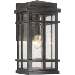 John Timberland Neri Mission Outdoor Wall Light Fixture Oil Rubbed Bronze 16" Clear Seedy Glass For Post Exterior Barn Deck House Porch Yard Patio -John Timberland GUEST 251b7902 b3e6 41aa b782 f2ff34583fd4