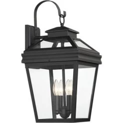 John Timberland Stratton Street Mission Outdoor Wall Light Fixture Textured Black Lantern 22" Clear Glass For Post Exterior Barn Deck House Porch Yard -John Timberland GUEST 263785bd 62d6 4418 b733 382c5309978b