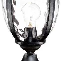 John Timberland Bellagio Rustic Post Light Textured Black With Pier Mount 22 3/4" Hammered Glass For Exterior Light Barn Deck House Porch Yard Patio -John Timberland GUEST 27080d95 3ac6 4a81 b173 7359a54a0cc3