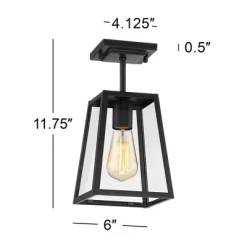 John Timberland Arrington Modern Semi Flush Mount Outdoor Ceiling Light Mystic Black 11 3/4" Clear Glass For Post Exterior Barn Deck House Porch Yard -John Timberland GUEST 27ab3b18 5d6e 4625 b26a ec941bd5ce39