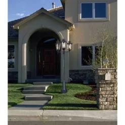 John Timberland Mediterranean Outdoor Post Light Street Lantern 3 Light Veranda Bronze 100" Clear Hammered Glass For Exterior Yard -John Timberland GUEST 284e5e43 200a 4c18 a18c 8331e74805d7