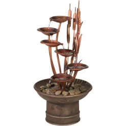 John Timberland Water Lilies And Cat Tails Rustic Cascading Outdoor Floor Water Fountain 33" For Yard Garden Patio Home Deck Porch House Exterior Roof -John Timberland GUEST 285350a5 164c 4606 aa13 2760efdec96d
