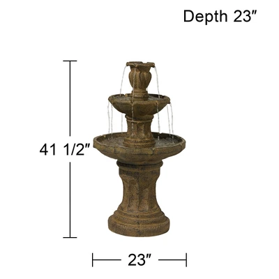 John Timberland Tuscan Garden Rustic 3 Tier Basin Outdoor Floor Water Fountain 41 1/2" For Yard Backyard Garden Patio Home Deck Porch House Exterior 5 John Timberland Tuscan Garden Rustic 3 Tier Basin Outdoor Floor Water Fountain 41 1/2" For Yard Backyard Garden Patio Home Deck Porch House Exterior - Image 3