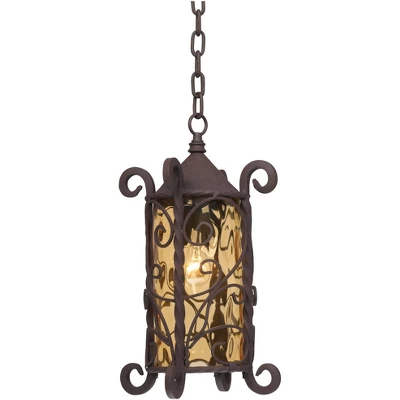 John Timberland Casa Seville Vintage Rustic Outdoor Hanging Light Dark Walnut Scroll 15" Champagne Water Glass For Post Exterior Barn Deck House Porch 8 John Timberland Casa Seville Vintage Rustic Outdoor Hanging Light Dark Walnut Scroll 15" Champagne Water Glass For Post Exterior Barn Deck House Porch - Image 6
