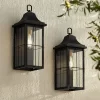 John Timberland Sunderland Vintage Outdoor Wall Light Fixtures Set Of 2 Black Metal 18 1/2" Clear Glass Panels For Post Exterior Barn Deck