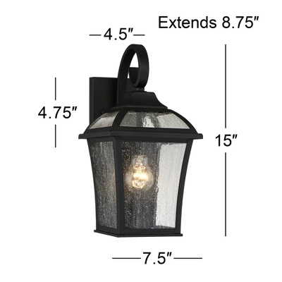 John Timberland Mosconi Rustic Outdoor Wall Lights Fixture Set Of 2 Textured Black 15" Clear Seedy Glass For Post Exterior Barn Deck House Porch Yard 9 John Timberland Mosconi Rustic Outdoor Wall Lights Fixture Set Of 2 Textured Black 15" Clear Seedy Glass For Post Exterior Barn Deck House Porch Yard - Image 7