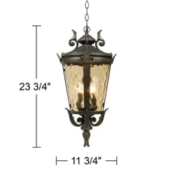 John Timberland Casa Marseille Rustic Vintage Flush Mount Outdoor Hanging Light Bronze Scroll 23 3/4" Champagne Hammered Glass For Post Exterior Barn -John Timberland GUEST 2f9bf482 8de0 427d 8159 52b23c514468