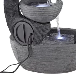 John Timberland Three Cup Modern Japanese Cascading Outdoor Floor Water Fountain With LED Light 31 1/2" For Yard Garden Patio Home Deck Porch Exterior -John Timberland GUEST 310bbdb4 4c51 4ff7 a081 82115c27deab