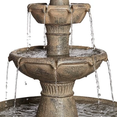 John Timberland Louvre Rustic 3 Tier Cascading Outdoor Floor Water Fountain With LED Light 44" For Yard Garden Patio Home Deck Porch Exterior Balcony 5 John Timberland Louvre Rustic 3 Tier Cascading Outdoor Floor Water Fountain With LED Light 44" For Yard Garden Patio Home Deck Porch Exterior Balcony - Image 3
