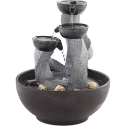 John Timberland Three Twist Column Modern Zen Cascading Bowls Indoor Tabletop Water Fountain With LED Light 11" For Table Office Desk Home Bedroom -John Timberland GUEST 32e3d09c 8dbc 4e1d 9f21 d36c2f79148d