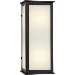 John Timberland Modern Outdoor Wall Light Fixtures Set Of 2 Black 12 3/4" Milky White Glass Panels For Post Exterior Barn Deck -John Timberland GUEST 332eb222 62d4 4b34 8263 c0bbb6888e2a