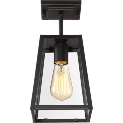 John Timberland Arrington Modern Semi Flush Mount Outdoor Ceiling Light Mystic Black 11 3/4" Clear Glass For Post Exterior Barn Deck House Porch Yard -John Timberland GUEST 337ad758 6105 480f 8c12 0e399bd97ff7