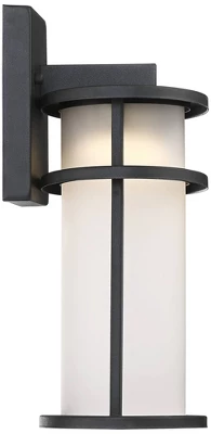 John Timberland Aline Modern Outdoor Wall Light Fixtures Set Of 2 Black Metal LED 13" White Frosted Glass For Post Exterior Barn Deck 5 John Timberland Aline Modern Outdoor Wall Light Fixtures Set Of 2 Black Metal LED 13" White Frosted Glass For Post Exterior Barn Deck - Image 3