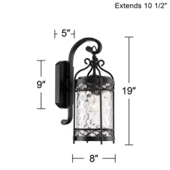 John Timberland Paseo Outdoor Vintage Wall Light Fixture Matte Black 19" Clear Hammered Glass For Post Exterior Barn Deck House Porch Yard Posts Patio -John Timberland GUEST 3608a0f4 d62d 495a 8819 1750882d44d6