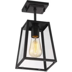 John Timberland Arrington Modern Semi Flush Mount Outdoor Ceiling Light Mystic Black 11 3/4" Clear Glass For Post Exterior Barn Deck House Porch Yard -John Timberland GUEST 37544858 3500 4f00 9fe1 de4c96cf68f9